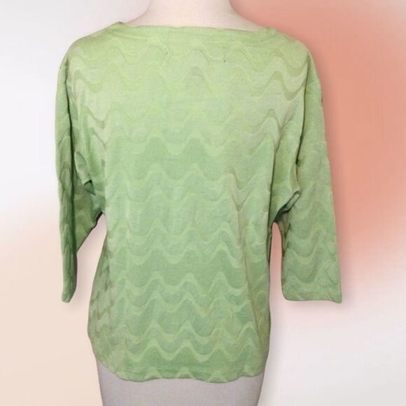 JAMIE Sadock Spring Green Silk‎ Blend Crew Neck Pullover Top Tee Size S/M - Picture 3 of 9